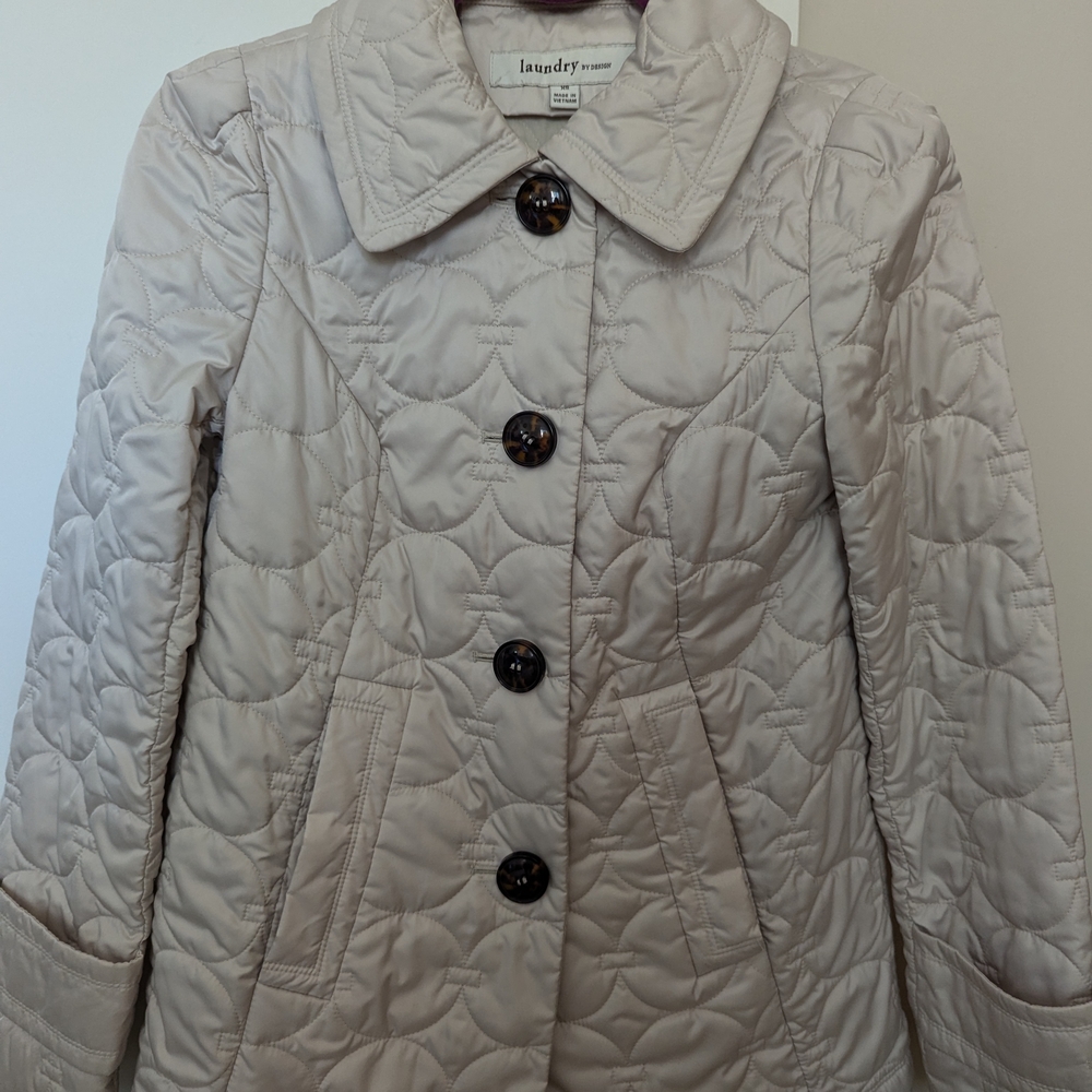 Laundry by Shelli Segal Women's Cream Quilted Jacket